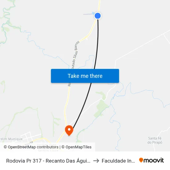 Rodovia Pr 317 - Recanto Das Águias to Faculdade Ingá map