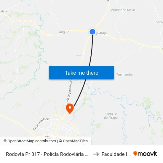 Rodovia Pr 317 - Polícia Rodoviária Estadual to Faculdade Ingá map