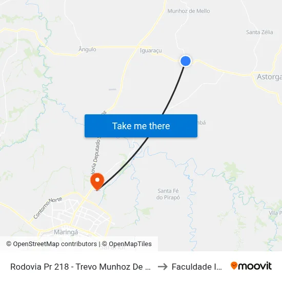 Rodovia Pr 218 - Trevo Munhoz De Melo to Faculdade Ingá map
