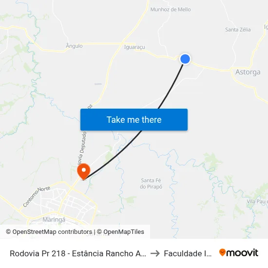 Rodovia Pr 218 - Estância Rancho Alegre to Faculdade Ingá map