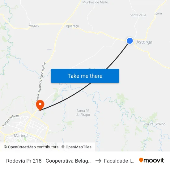 Rodovia Pr 218 - Cooperativa Belagrícola to Faculdade Ingá map