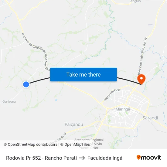Rodovia Pr 552 - Rancho Parati to Faculdade Ingá map