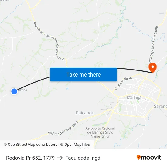 Rodovia Pr 552, 1779 to Faculdade Ingá map