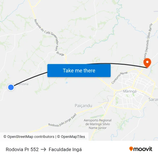 Rodovia Pr 552 to Faculdade Ingá map