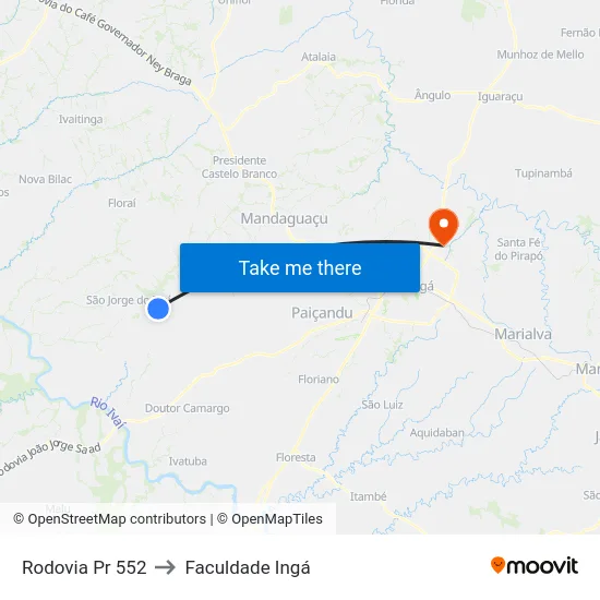 Rodovia Pr 552 to Faculdade Ingá map