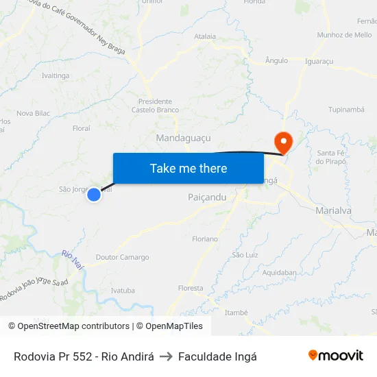 Rodovia Pr 552 - Rio Andirá to Faculdade Ingá map