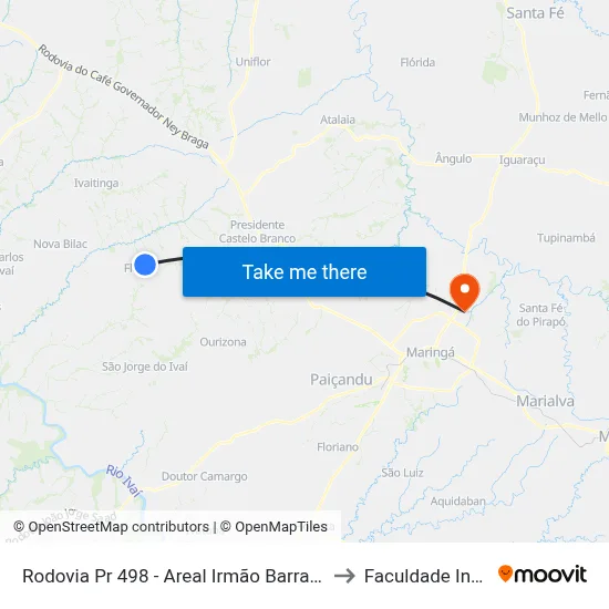 Rodovia Pr 498 - Areal Irmão Barraco to Faculdade Ingá map
