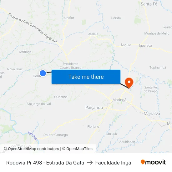 Rodovia Pr 498 - Estrada Da Gata to Faculdade Ingá map