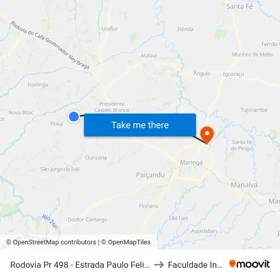 Rodovia Pr 498 - Estrada Paulo Felipe to Faculdade Ingá map
