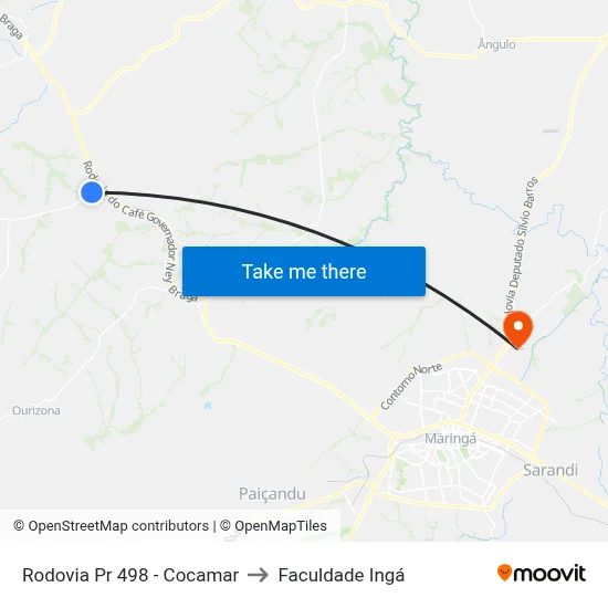 Rodovia Pr 498 - Cocamar to Faculdade Ingá map