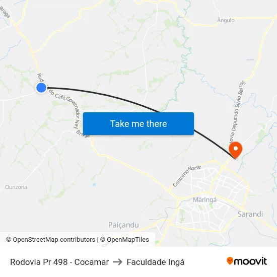Rodovia Pr 498 - Cocamar to Faculdade Ingá map