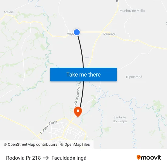 Rodovia Pr 218 to Faculdade Ingá map