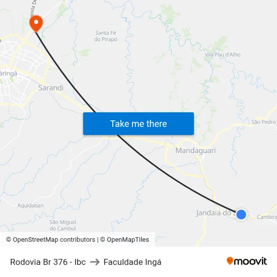 Rodovia Br 376 - Ibc to Faculdade Ingá map