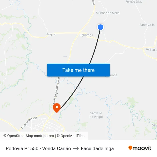Rodovia Pr 550 - Venda Carlão to Faculdade Ingá map