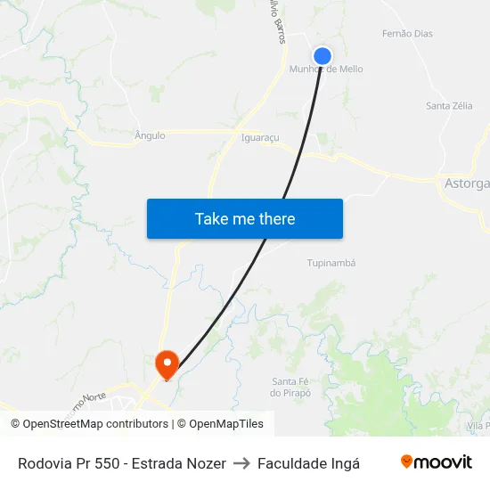 Rodovia Pr 550 - Estrada Nozer to Faculdade Ingá map