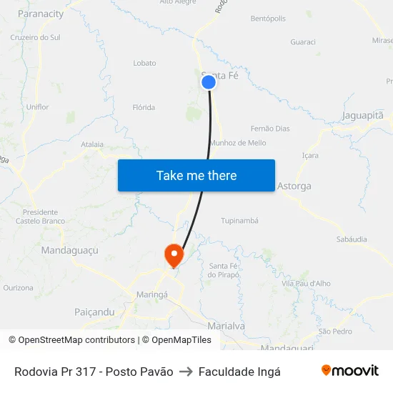 Rodovia Pr 317 - Posto Pavão to Faculdade Ingá map