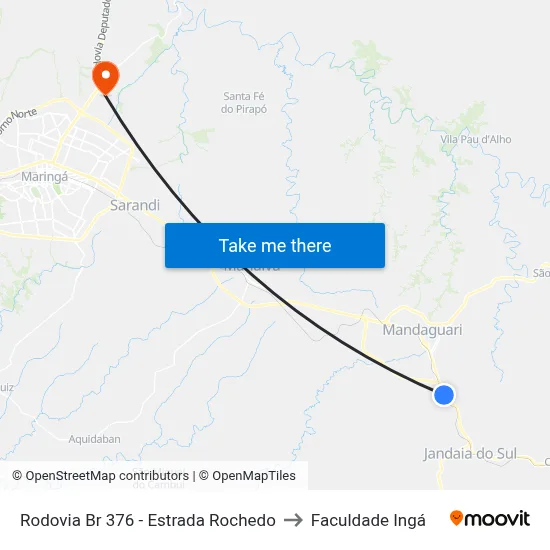 Rodovia Br 376 - Estrada Rochedo to Faculdade Ingá map