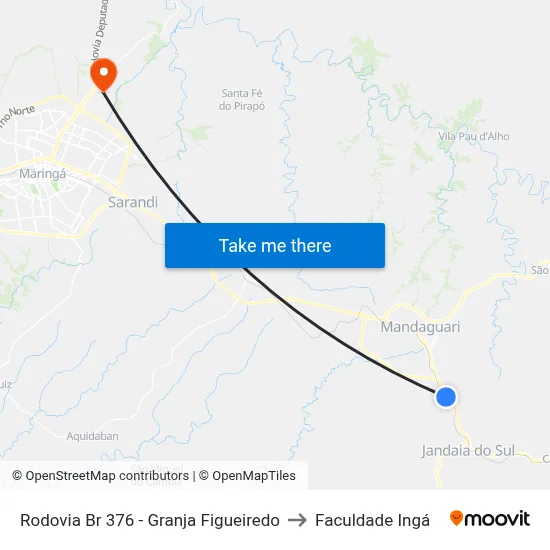 Rodovia Br 376 - Granja Figueiredo to Faculdade Ingá map