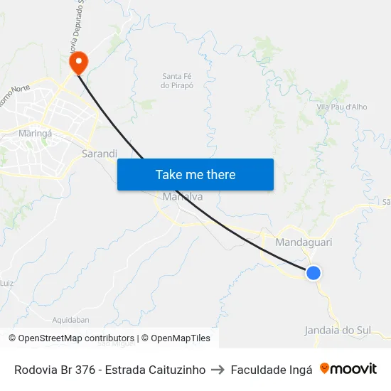 Rodovia Br 376 - Estrada Caituzinho to Faculdade Ingá map