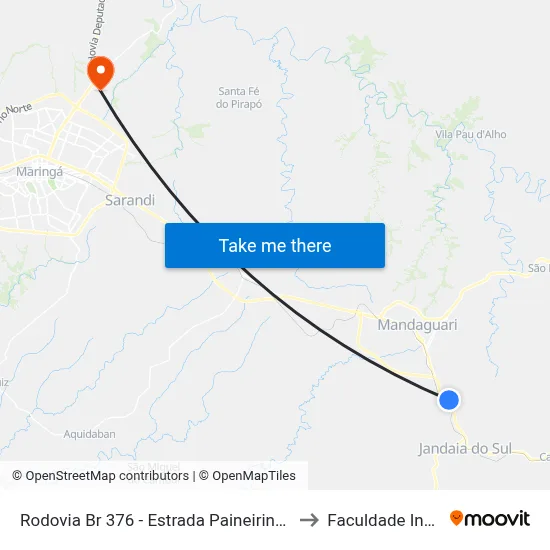 Rodovia Br 376 - Estrada Paineirinha to Faculdade Ingá map