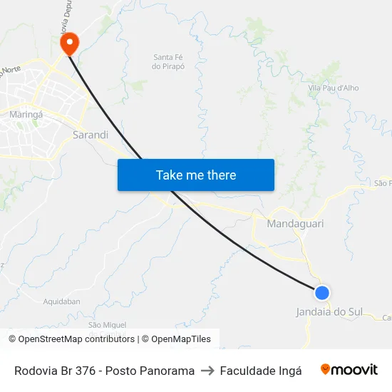 Rodovia Br 376 - Posto Panorama to Faculdade Ingá map