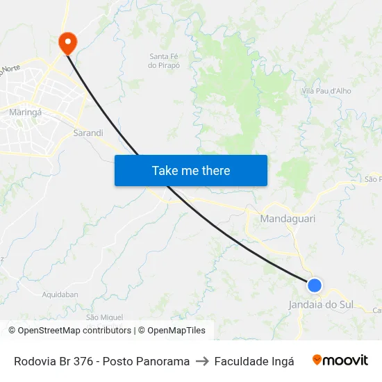 Rodovia Br 376 - Posto Panorama to Faculdade Ingá map