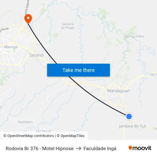 Rodovia Br 376 - Motel Hipnose to Faculdade Ingá map