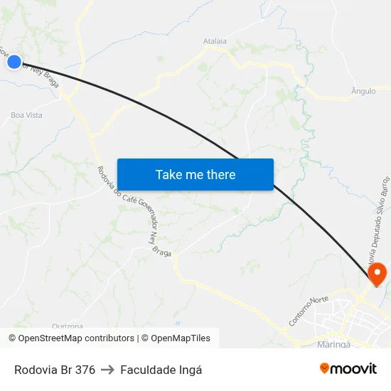 Rodovia Br 376 to Faculdade Ingá map