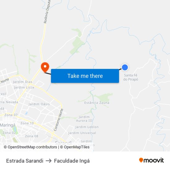 Estrada Sarandi to Faculdade Ingá map