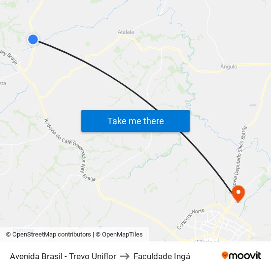 Avenida Brasil - Trevo Uniflor to Faculdade Ingá map