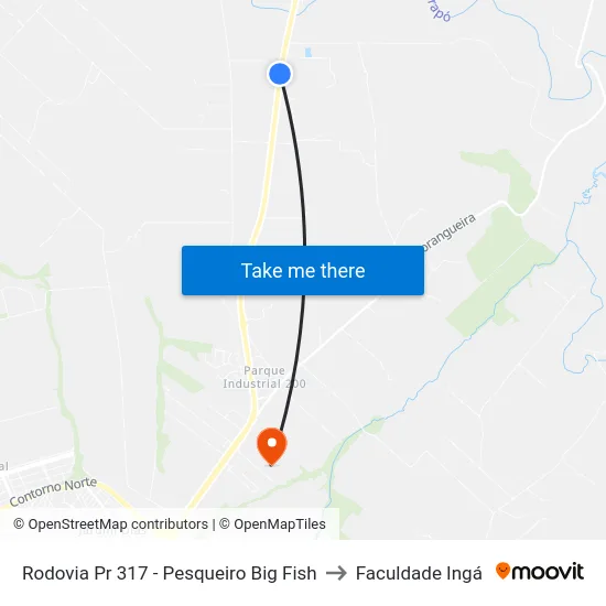 Rodovia Pr 317 - Pesqueiro Big Fish to Faculdade Ingá map