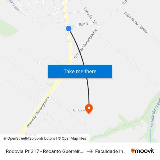 Rodovia Pr 317 - Recanto Guerreiros to Faculdade Ingá map