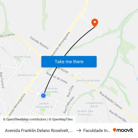 Avenida Franklin Delano Roselvelt, 574 to Faculdade Ingá map