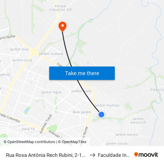 Rua Rosa Antônia Rech Rubini, 2-180 to Faculdade Ingá map