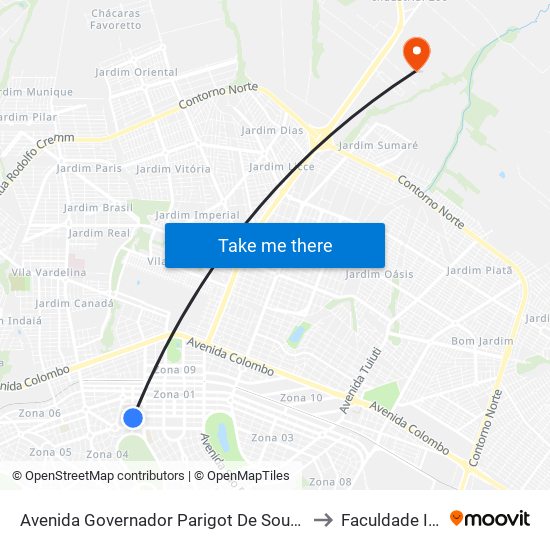 Avenida Governador Parigot De Souza, 252 to Faculdade Ingá map