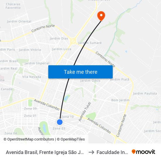 Avenida Brasil, Frente Igreja São José to Faculdade Ingá map
