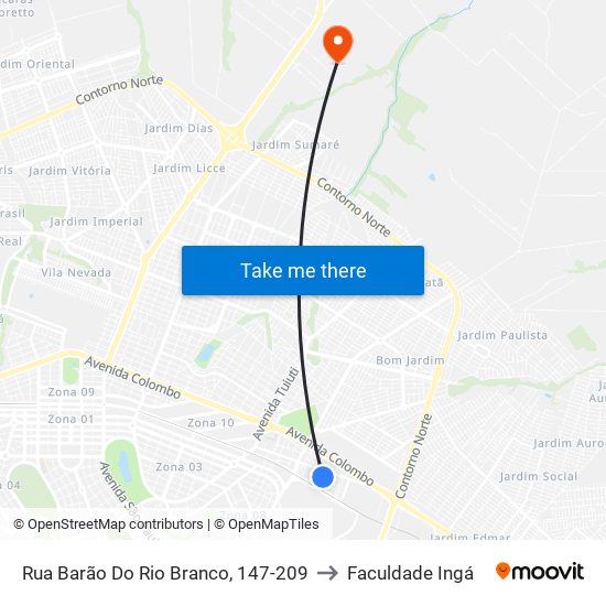 Rua Barão Do Rio Branco, 147-209 to Faculdade Ingá map