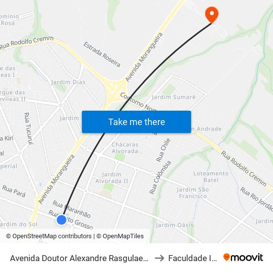 Avenida Doutor Alexandre Rasgulaeff, 389 to Faculdade Ingá map