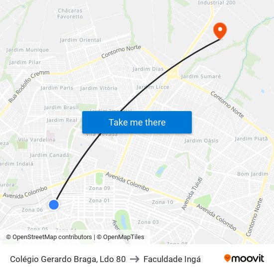 Colégio Gerardo Braga, Ldo 80 to Faculdade Ingá map