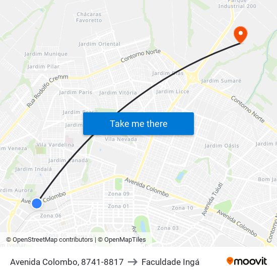 Avenida Colombo, 8741-8817 to Faculdade Ingá map