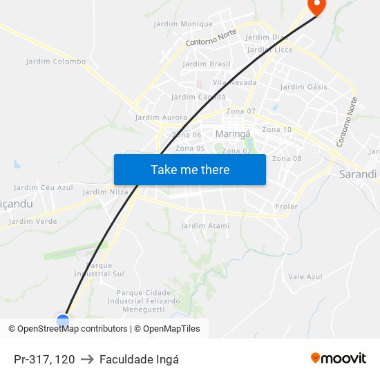 Pr-317, 120 to Faculdade Ingá map