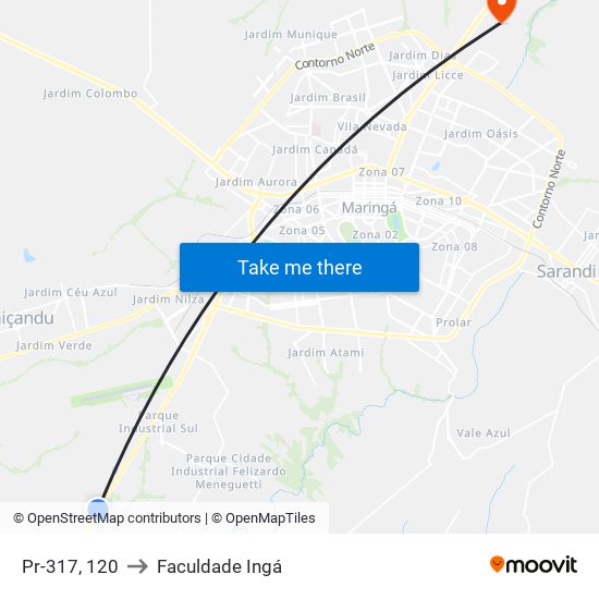 Pr-317, 120 to Faculdade Ingá map