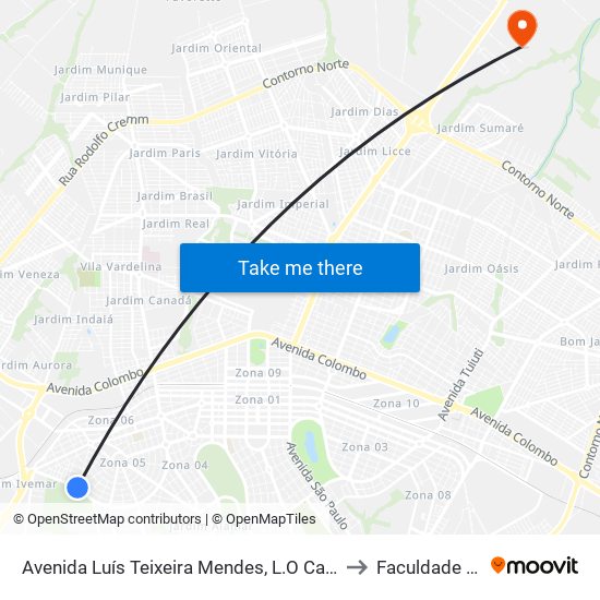 Avenida Luís Teixeira Mendes, L.O Calil Hadad to Faculdade Ingá map