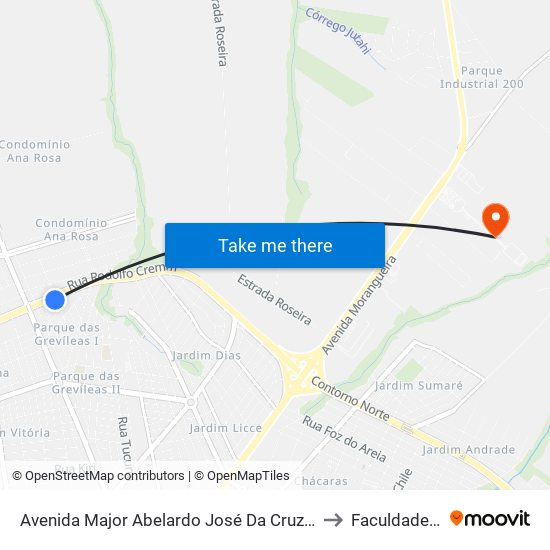 Avenida Major Abelardo José Da Cruz, 2471-2549 to Faculdade Ingá map