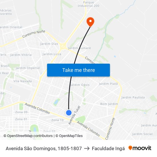 Avenida São Domingos, 1805-1807 to Faculdade Ingá map