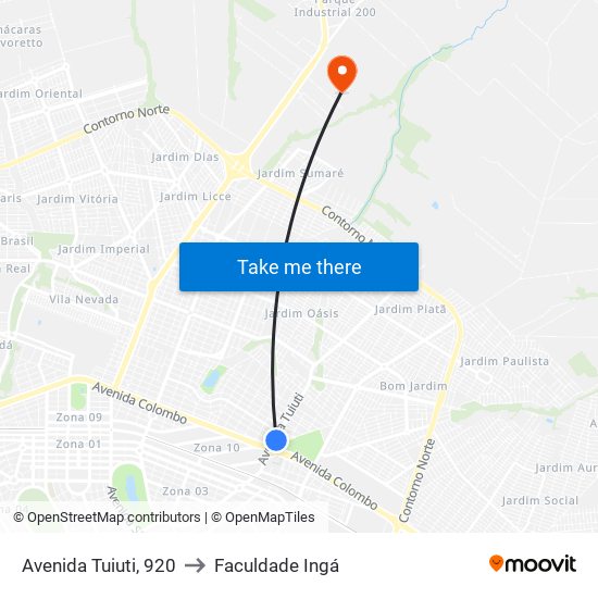 Avenida Tuiuti, 920 to Faculdade Ingá map