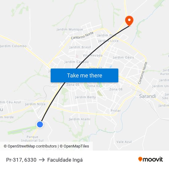Pr-317, 6330 to Faculdade Ingá map