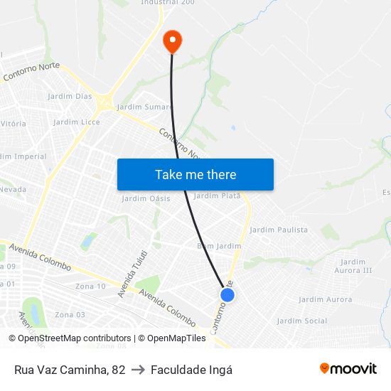 Rua Vaz Caminha, 82 to Faculdade Ingá map