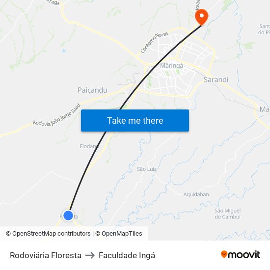 Rodoviária Floresta to Faculdade Ingá map