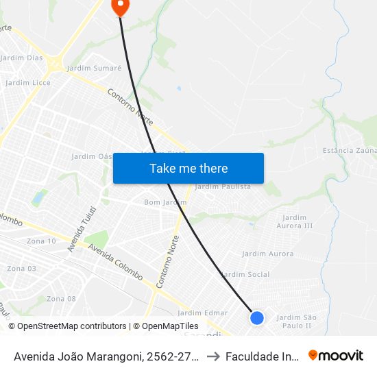 Avenida João Marangoni, 2562-2734 to Faculdade Ingá map